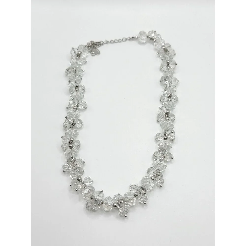 Sparkling Nolan Miller Faceted Glass Crystal Necklace Beaded 16 To‎ 19”